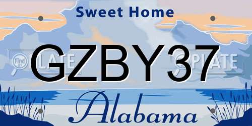 GZBY37 Alabama License Plate