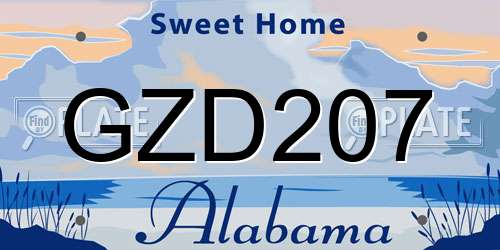 GZD207 Alabama License Plate