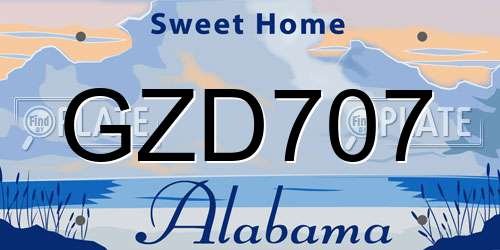 GZD707 Alabama License Plate