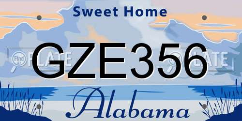 GZE356 Alabama License Plate