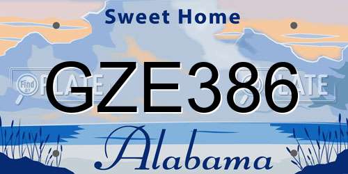 GZE386 Alabama License Plate