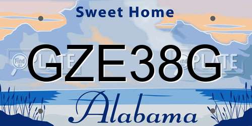 GZE38G Alabama License Plate
