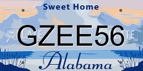 GZEE56 Alabama License Plate