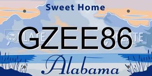 GZEE86 Alabama License Plate