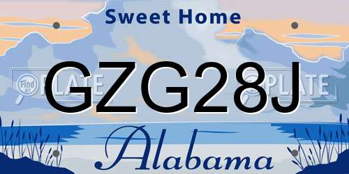 GZG28J Alabama License Plate