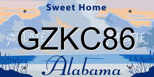 GZKC86 Alabama License Plate