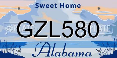 GZL580 Alabama License Plate