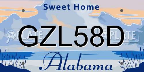 GZL58D Alabama License Plate