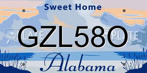 GZL58O Alabama License Plate