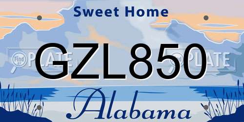 GZL850 Alabama License Plate