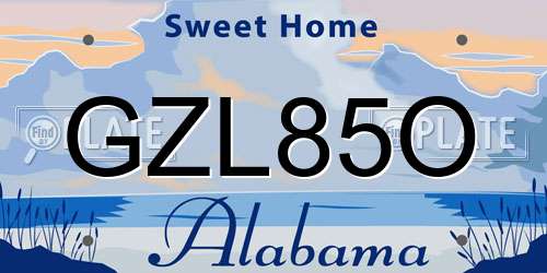 GZL85O Alabama License Plate
