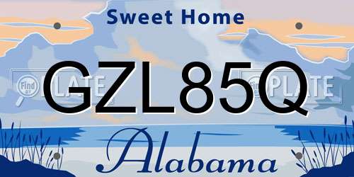 GZL85Q Alabama License Plate
