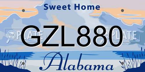 GZL880 Alabama License Plate