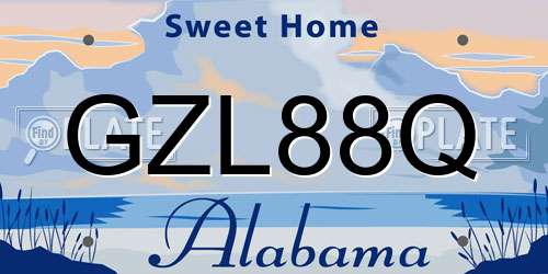 GZL88Q Alabama License Plate