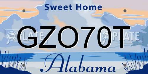 GZO70T Alabama License Plate