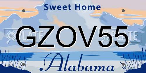 GZOV55 Alabama License Plate