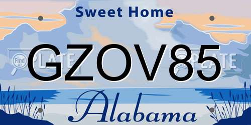 GZOV85 Alabama License Plate