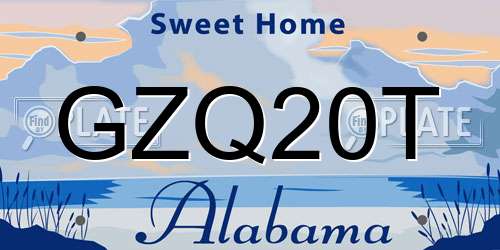 GZQ20T Alabama License Plate