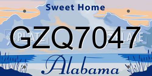 GZQ7047 Alabama License Plate