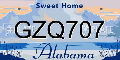GZQ707 Alabama License Plate