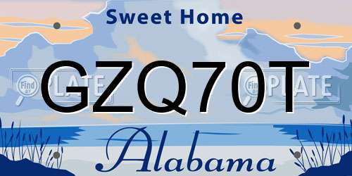 GZQ70T Alabama License Plate