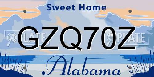 GZQ70Z Alabama License Plate