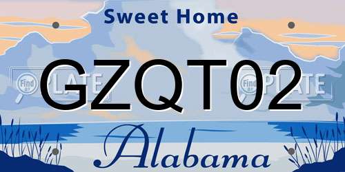 GZQT02 Alabama License Plate