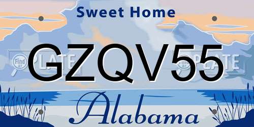 GZQV55 Alabama License Plate