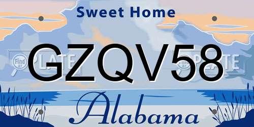 GZQV58 Alabama License Plate