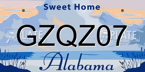 GZQZ07 Alabama License Plate