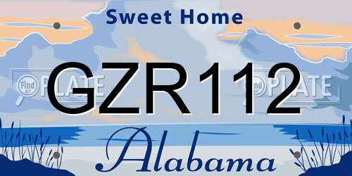 GZR112 Alabama License Plate