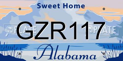 GZR117 Alabama License Plate