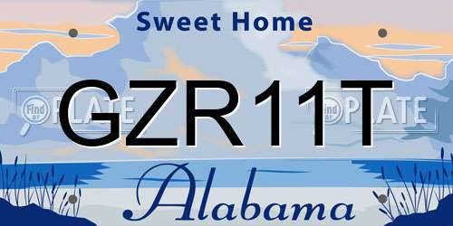 GZR11T Alabama License Plate