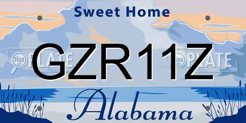GZR11Z Alabama License Plate