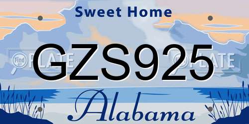 GZS925 Alabama License Plate