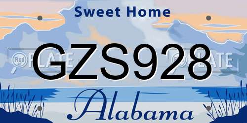 GZS928 Alabama License Plate