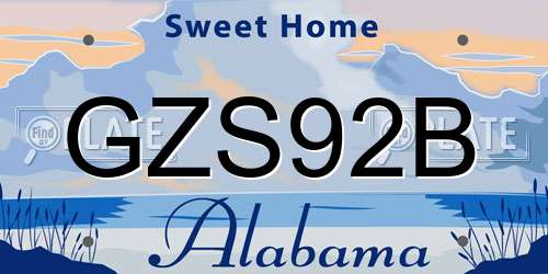 GZS92B Alabama License Plate