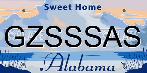 GZSSSAS Alabama License Plate