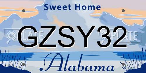 GZSY32 Alabama License Plate