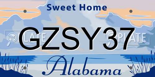 GZSY37 Alabama License Plate