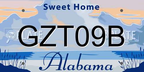 GZT09B Alabama License Plate