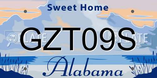 GZT09S Alabama License Plate