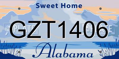GZT1406 Alabama License Plate