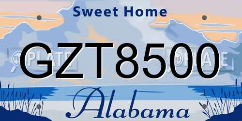 GZT8500 Alabama License Plate