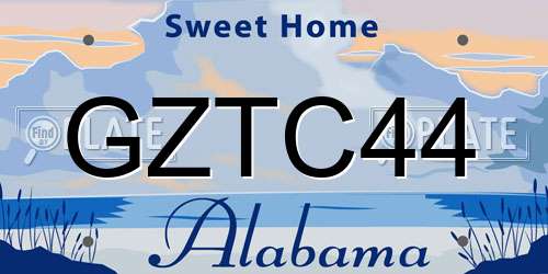 GZTC44 Alabama License Plate