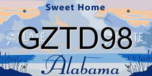 GZTD98 Alabama License Plate
