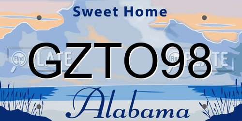 GZTO98 Alabama License Plate