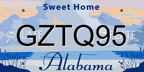 GZTQ95 Alabama License Plate