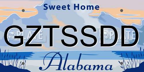 GZTSSDD Alabama License Plate