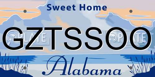 GZTSSOO Alabama License Plate